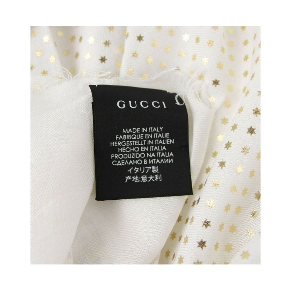 Gucci Women's White Modal / Cashmere "GUCCY" Star Print Large Square Scarf - Picture 4 of 7